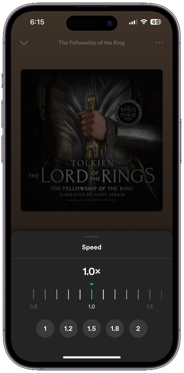 Spotify Audiobooks on the iOS app.