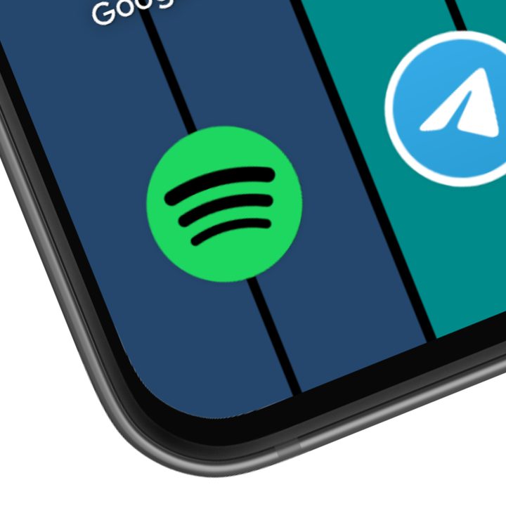 A closeup view of the Spotify app icon