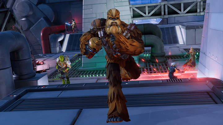 Grozz and more heroes run forward in Star Wars: Hunters.