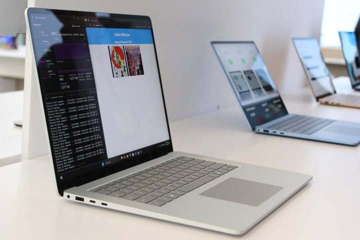 The Surface Laptop running local AI models.