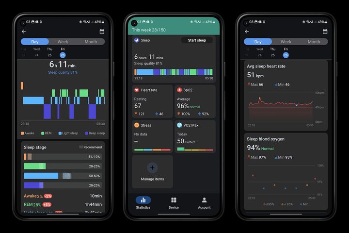 Screenshots taken from the Mobvoi Health app.