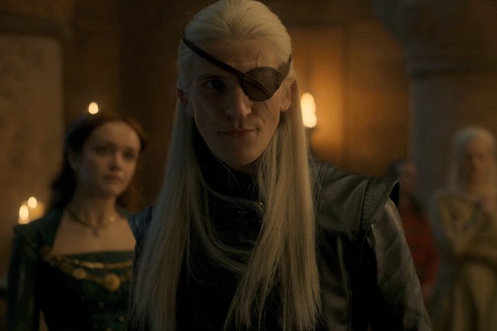 Aemond stares forward intently in House of the Dragon season 1.