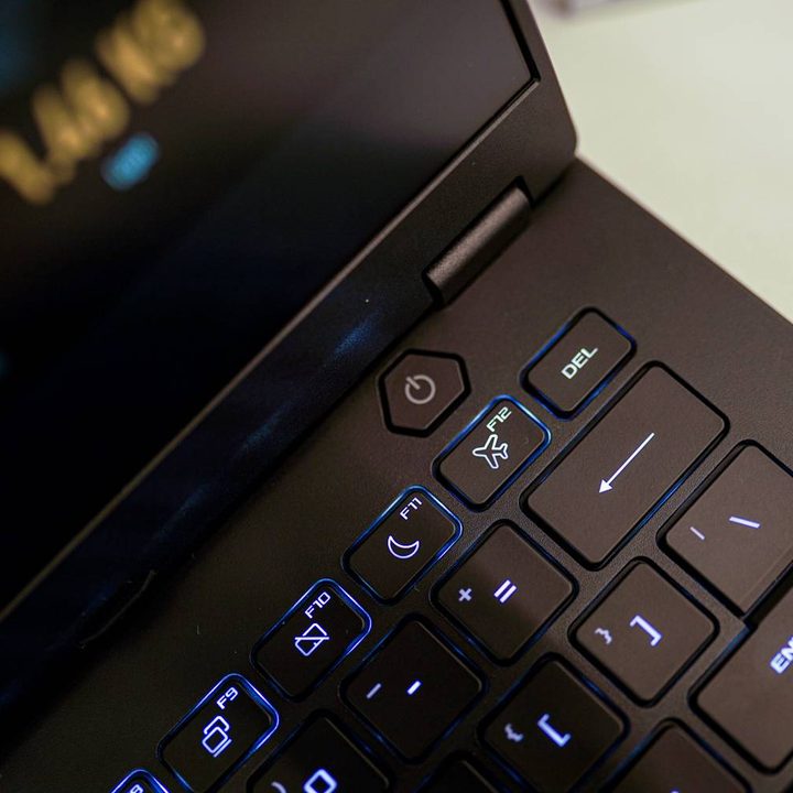 The keyboard of the Asus TUF Gaming A14.