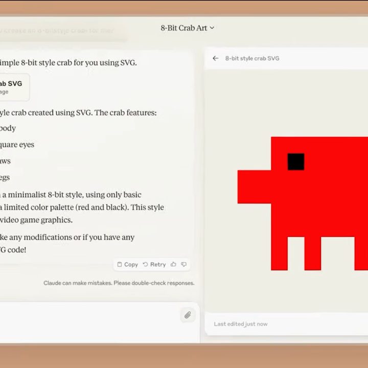 a screenshot of claude 3.5 sonnet, with an 8-bit crab