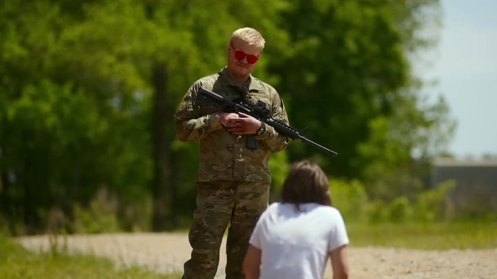 A man holds a gun in Civil War.