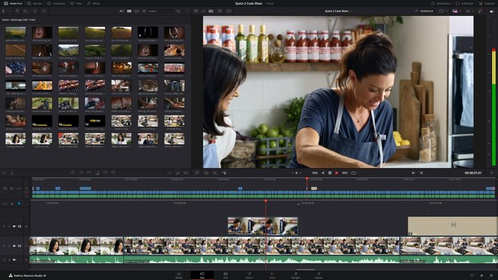 The DaVinci Resolve video-editing app's user interface in macOS.