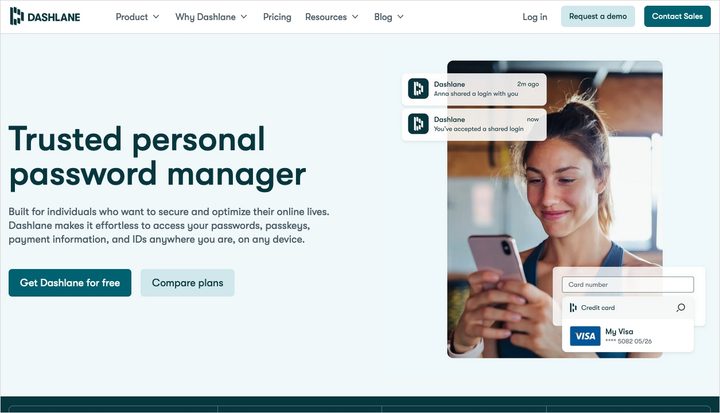 Dashlane Personal plan webpage.