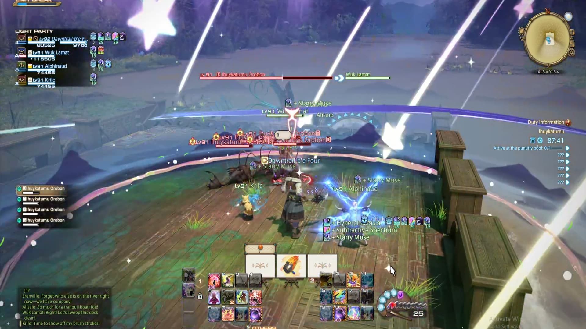 The Starry landscape pictomancer spell raining down a starshower on some enemies in FFXIV