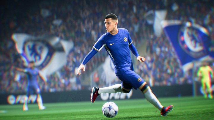 A player dribbles a ball in EA Sports FC 24.