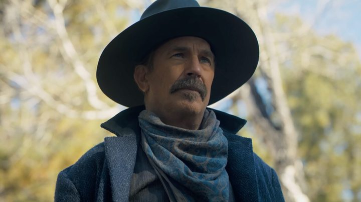 Kevin Costner stares with cowboy flintiness in a still from Horizon: An American Saga—Chapter 1