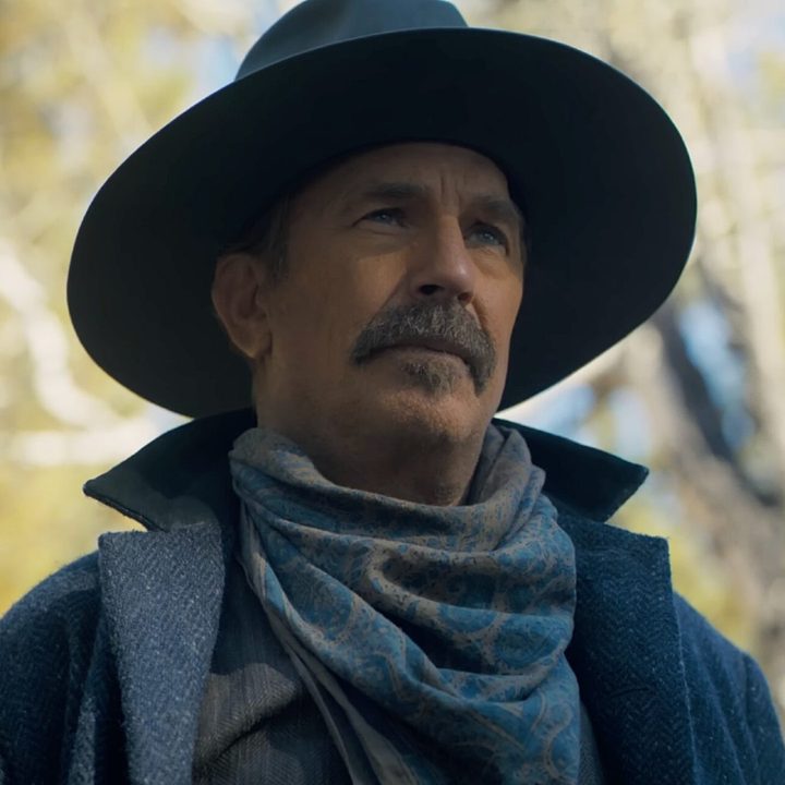 Kevin Costner stares with cowboy flintiness in a still from Horizon: An American Saga—Chapter 1