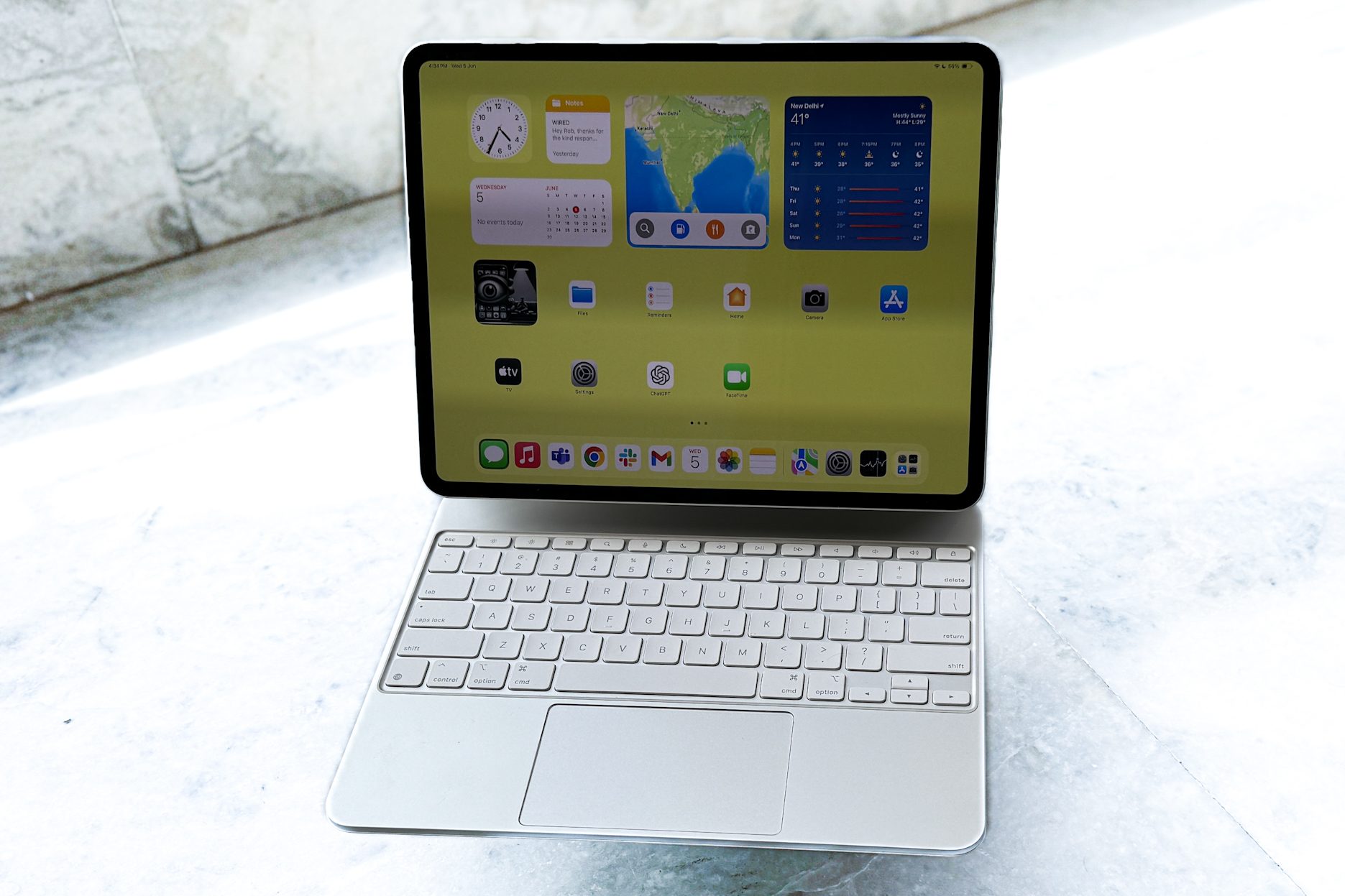 Home screen of an iPad Pro running iPadOS 18.
