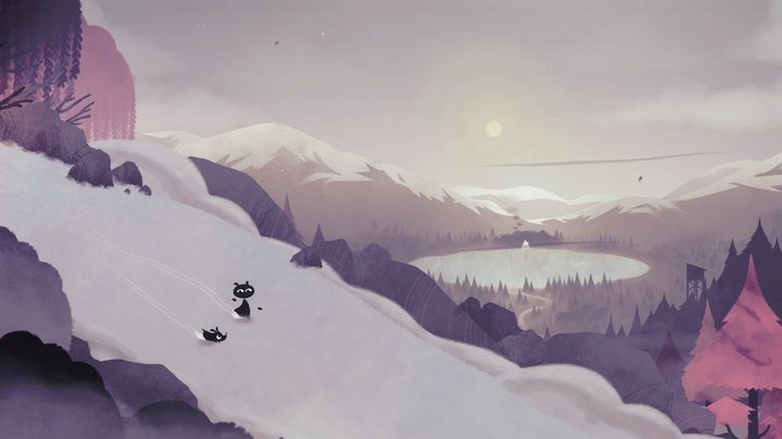 Koira slides down a mountain.