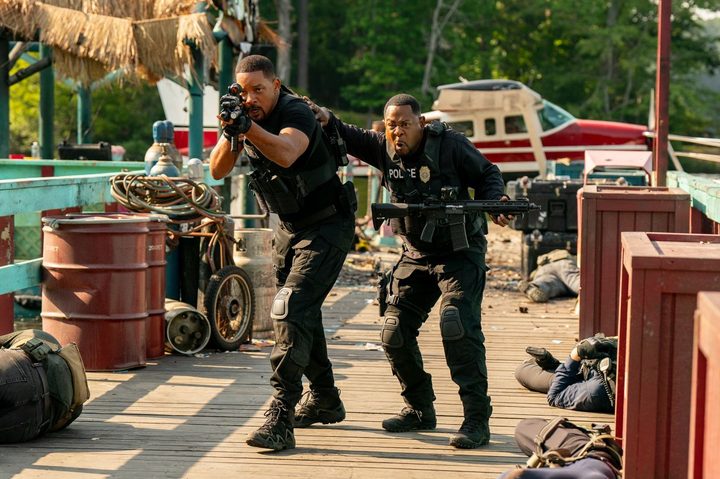 Martin Lawrence holds onto Will Smith's shoulder in Bad Boys: Ride or Die.