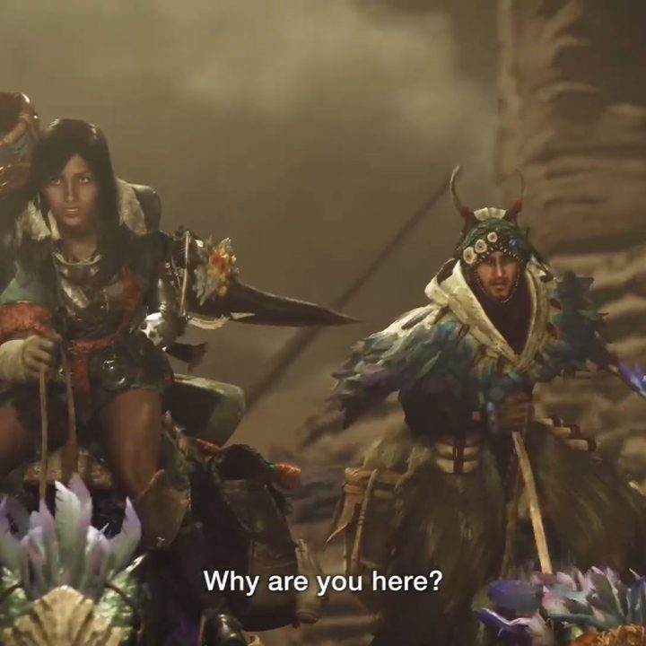 Two hunters ride mounts in Monster Hunter Wilds.