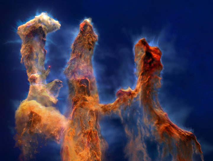 The Pillars of Creation imaged by Webb.