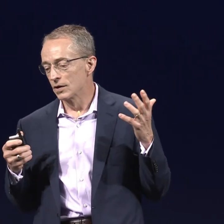 Intel CEO Pat Gelsinger on stage.