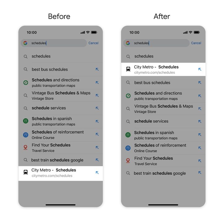 New shortcut suggestions on Google Chrome.