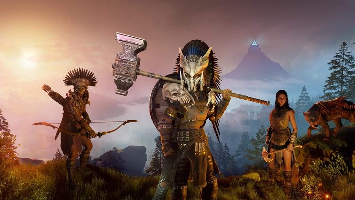 Primitive soldiers in key art for Soulmask.