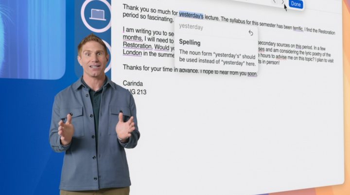 Apple presenting Apple Intelligence features at WWDC 2024.