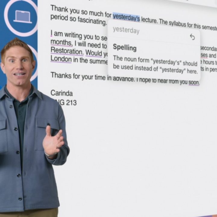 Apple presenting Apple Intelligence features at WWDC 2024.