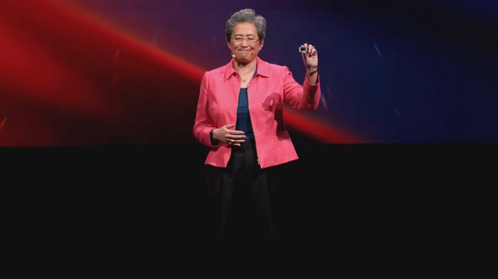 AMD's CEO presenting the chip for Ryzen AI.