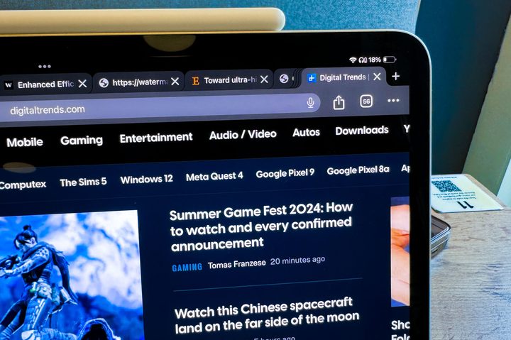 Close-up view of M4 iPad Pro screen.