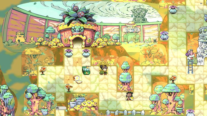 A player navigates a town in Arranger: A Role-Puzzling Adventure.