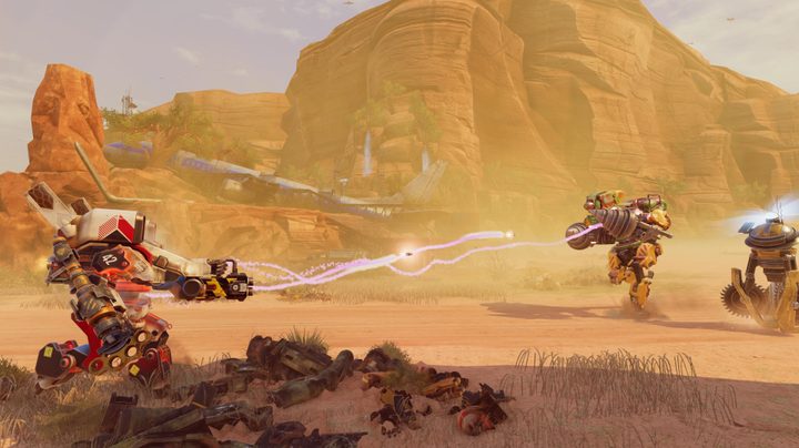 A robot shoots at another in Bounty Star.