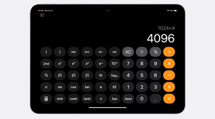 Calculator app on iPad in iPadOS 18.