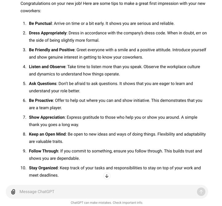 ChatGPT job advice