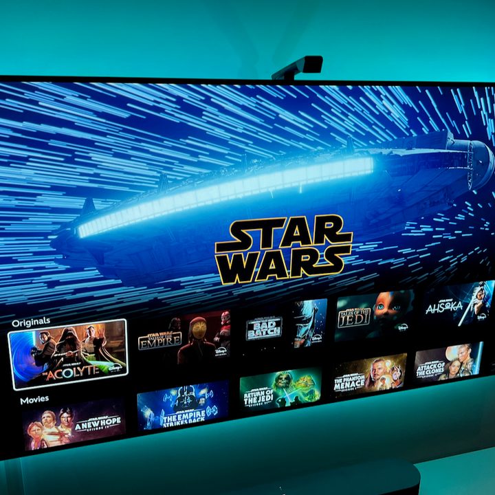 Disney Plus on a TV screen.