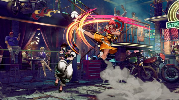 A character dropkicks another in Fatal Fury: City of the Wolves.
