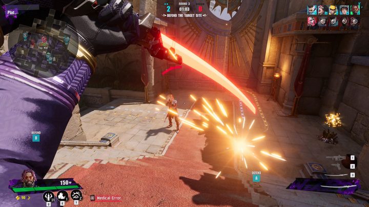 A sword deflects a bullet in Fragpunk.