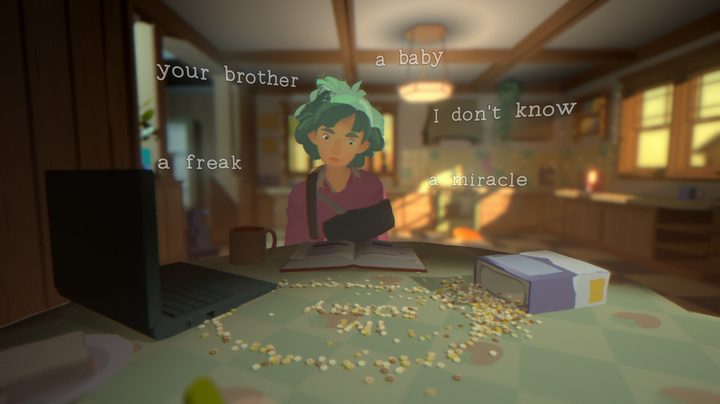 A girl thinks about her baby brother in Goodnight Universe.