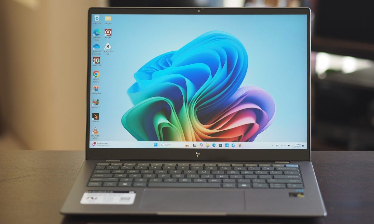 HP OmniBook X front view showing display and keyboard.