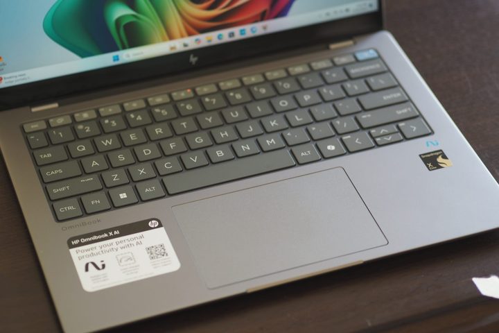 HP OmniBook X top down view showing keyboard and touchpad.