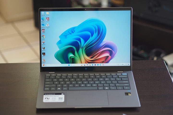 HP OmniBook X front view showing display and keyboard.
