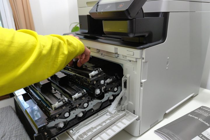 I reseated the imageClass MF753Cdw's cyan cartridge to solve a color issue.