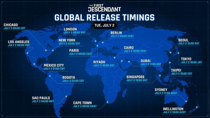 A map with preload times for The First Descendant.