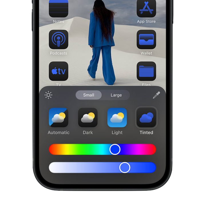 iOS 18's customization page for app icon themes.