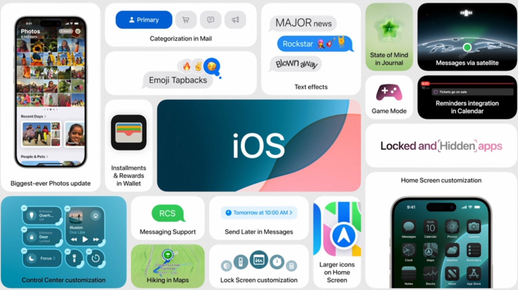 iOS 18 features card.