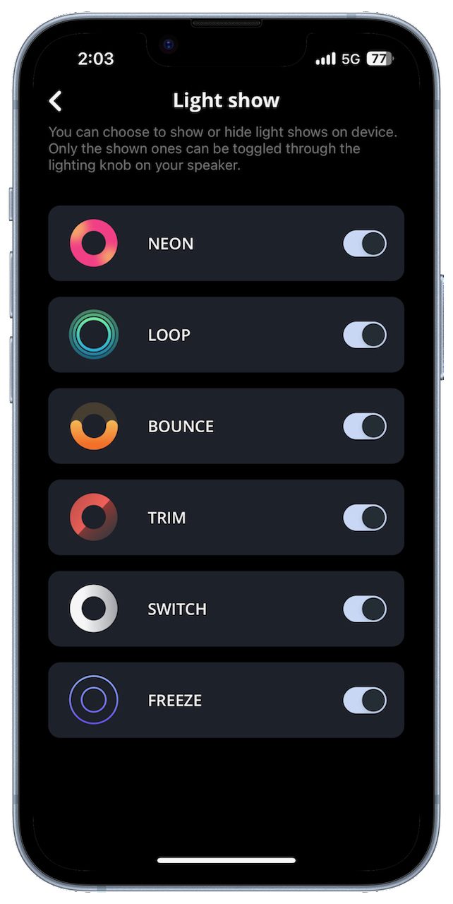 The JBL PartyBox app.