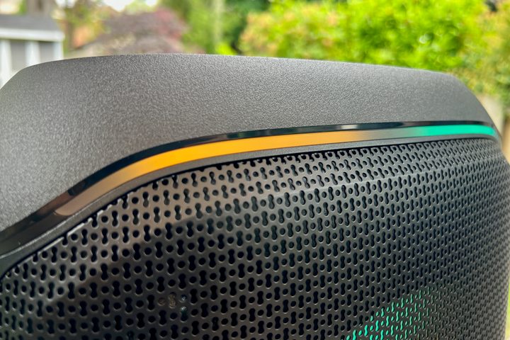 An LED strip on the top edge of theThe JBL PartyBox Stage 320.