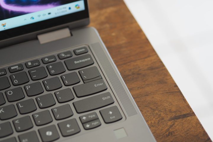 Lenovo Yoga 7 14 Gen 9 top down view showing speaker.