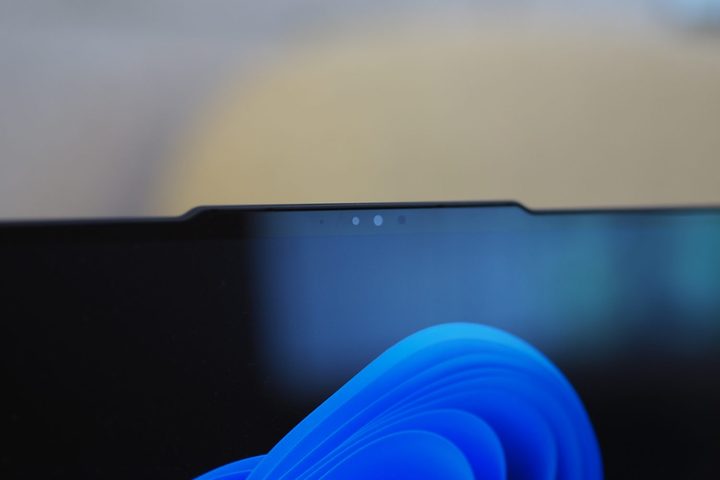 Lenovo Yoga Slim 7x front view showing webcam.