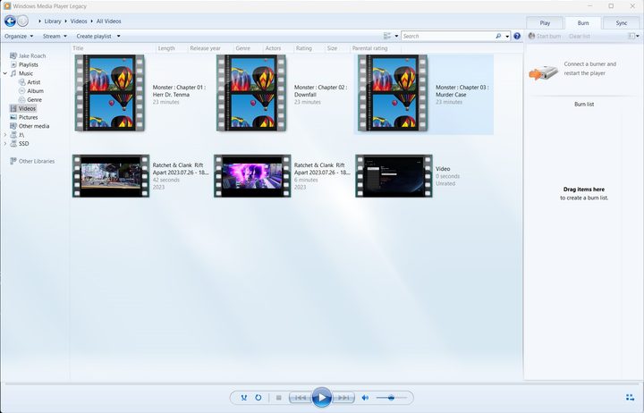 Windows Media Player Legacy in Windows 11.