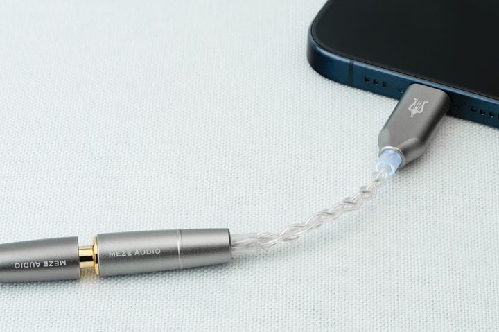 Meze Alba in-ear monitors with USB-C to 3.5mm adapter.