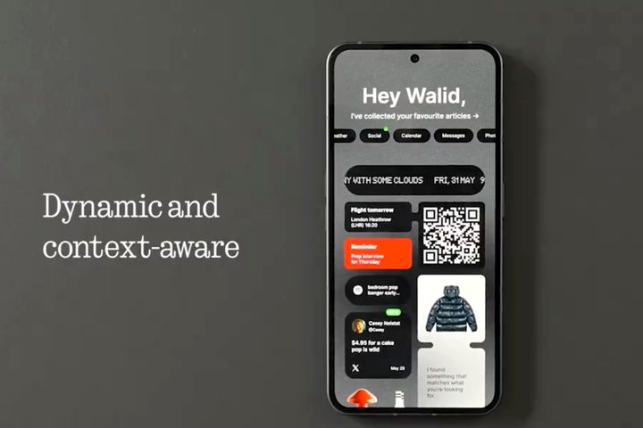 A demo of Nothing's AI-powered home screen.