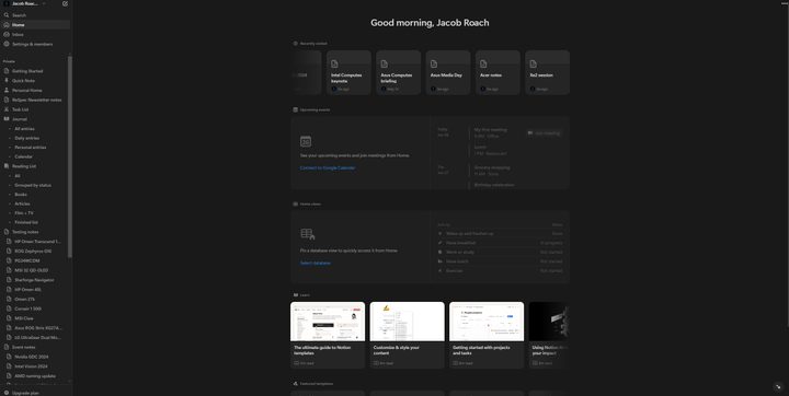 The Notion web app on Windows.